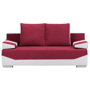 Czerwono-szara 3-osobowa sofa rozkładana ze schowkiem Melart Marcel