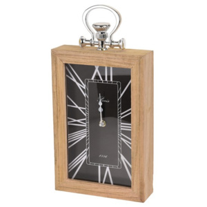 Zegar kominkowy - drewniany, czarny 39cm