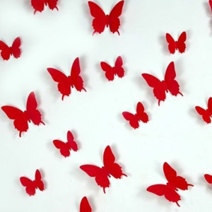 Zestaw 12 naklejek Ambiance Red Butterflies