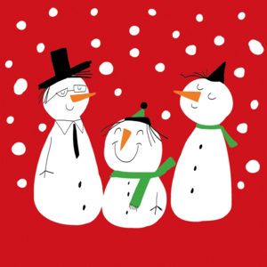 Opakowanie 20 serwetek papierowych ze świątecznym motywem PPD Smiling Snowmen Red