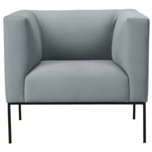 Jasnoszary fotel z czarną metalową kosntrukcją Windsor & Co Sofas Neptune