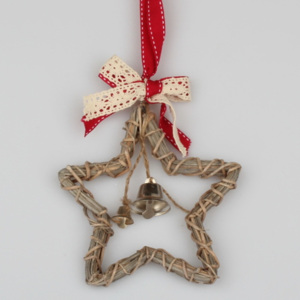 Brązowy rattanowy wieniec w kształcie gwiazdy Dakls Bell, wys. 30 cm