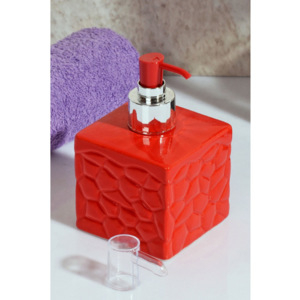 Czerwony ceramiczny dozownik do mydła z pompką Modena