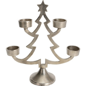 Świecznik z metalu w kształcie choinki na 4 świeczki
