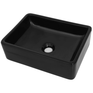 Umywalka ceramiczna, prostokątna, 41x30x12 cm, czarna