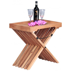 Skládací stolek z litego drewna akacji se snímatelnou deskou Skyport Leandra