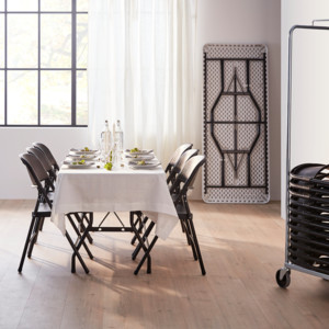 Zestaw mebli składanych, stół 1530x760 mm, 6 krzeseł, czarny