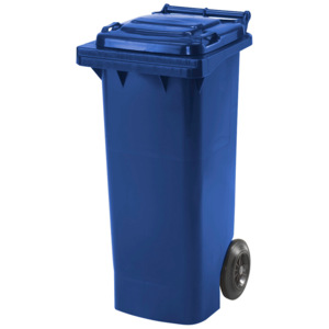 Kosz na śmieci HENRY, na kółkach, 930x445x525 mm, 80 L, niebieski