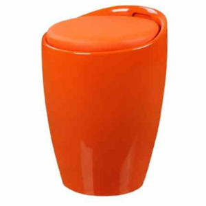 Stołek TUBO pomarańczowy - ABS, siedzisko z ekoskóry