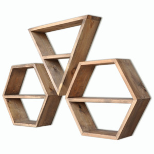 Zestaw 3 półek drewnianych Hexa