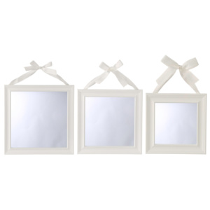 Komplet 3 luster ozdobnych w białej ramie, lustra ozdobne, lustro na ścianę, białe lustro, lustra glamour, lustro dekoracyjne