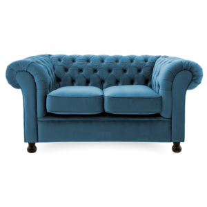 Niebieska sofa 2-osobowa Vivonita Chesterfield