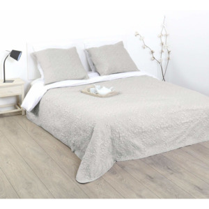 Narzuta na łóżko pikowana + 2 poduszki, kolor jasnoszary, Atmosphera