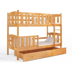 Łóżko piętrowe dziecięce z materacami Buka z pojemnikiem 180x80 olcha