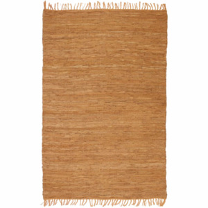Ręcznie tkany dywanik Chindi, skóra, 120x170 cm, jasnobrązowy