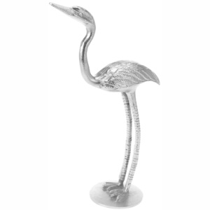 Dekoracyjna figurka CZAPLA, srebrna statuetka - aluminium, wys. 37 cm