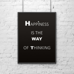 Plakat dekoracyjny 50x70 cm HAPPINESS IS THE WAY OF THINKING DekoSign czarny