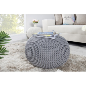 Puf Knitted Ball - szary ∅50cm - szary