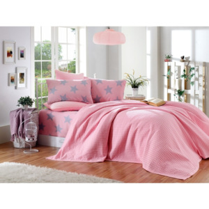 Różowy jednoosobowy komplet bawełniany do sypialni Amaraldo, 160x240 cm