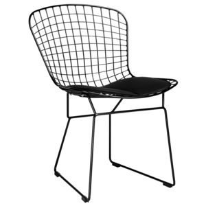 Metalowe krzesło z poduszką na siedzisku Net Soft black