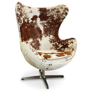 Fotel JAJO inspirowany proj. Egg Chair - skóra brązowe łaty