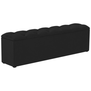 Czarna ławka ze schowkiem do łóżka Kooko Home Manna, 47x140 cm