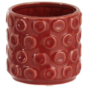 Czerwona doniczka ceramiczna J-Line Spheres, wys. 11 cm