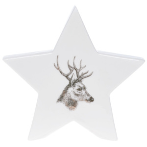 Biała ceramiczna gwiazdka Ewax Deer, wys. 12 cm
