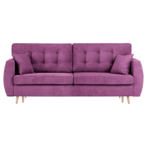 Fioletowa 3-osobowa sofa rozkładana ze schowkiem Cosmopolitan design Amsterdam, 231x98x95 cm