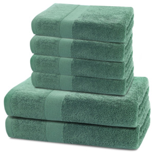 Komplet 2 zielonych ręczników kąpielowych i 4 ręczników DecoKing Marina