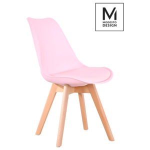Krzesło Nordic Modesto Design róźowe-podstawa dębowa