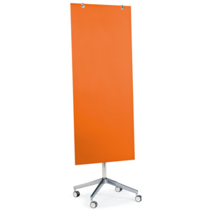 Szklana tablica suchościeralna, na kółkach, 650x1575 mm, pomarańczowy