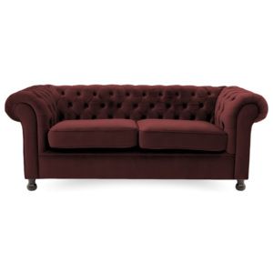 Ciemnoczerwona sofa 3-osobowa Vivonita Chesterfield