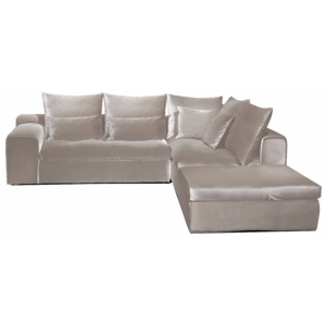 Sofa narożna z otomaną prawą Cobra 313x270x75 cm Miloo Home Velvet Collection beżowa