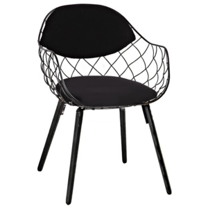 Krzesło DEMON czarne - metal, ekoskóra, podstawa bukowa