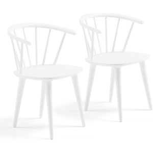Krzesło PRESCOTT, podłokietniki, drewno kauczukowe, biały, 2 szt