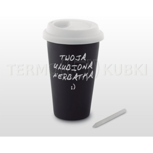 Kubek termiczny ceramiczny 350 ml ARTI (czarny/biały)
