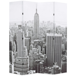 Składany parawan, 160x180 cm, Nowy Jork za dnia, czarno-biały