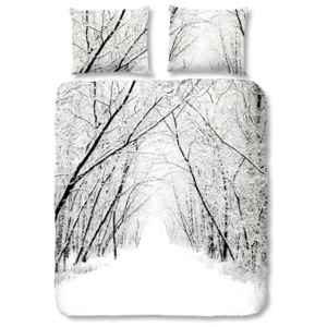 Biała pościel flanelowa Muller Textiel Forest, 200x200 cm
