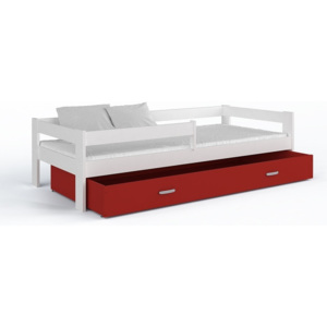 Małe łóżko dziecięce z materacem Kuzco 2 z pojemnikiem 160x80 czerwono białe