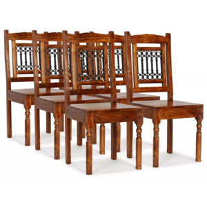 Krzesła z litego drewna stylizowanego na sheesham, 6 szt