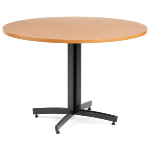 Stół do stołówki SANNA, Ø 1100x720 mm, laminat, buk, czarny