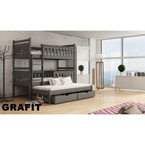 Łóżko piętrowe KORS 80x200 - grafit