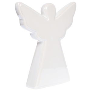 Biała ceramiczna figurka aniołka Ewax Angel, dł. 19 cm