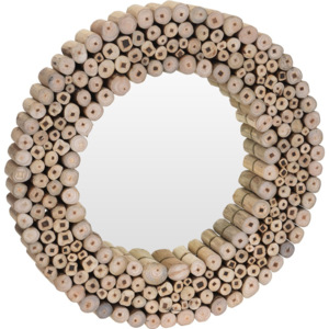 Okrągłe lustro ścienne drewniane 50 cm
