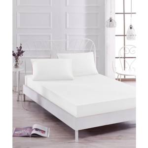 Komplet białego elastycznego prześcieradła i 2 poszewek na poduszki Basso Blanco, 160x200 cm