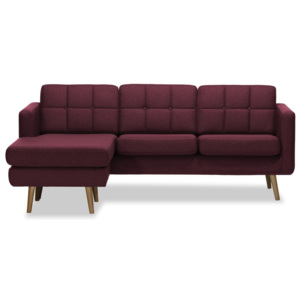 Burgundowa lewostronna 3-osobowa sofa narożna Vivonita Magnus