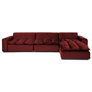 Burgundowa prawostronna 3-osobowa sofa narożna Vivonita Cloud Burgundowa Red
