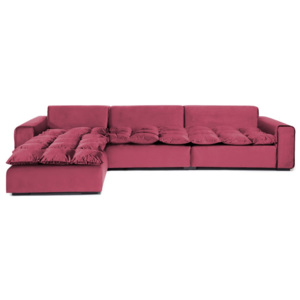 Fuksjowa lewostronna 3-osobowa sofa narożna Vivonita Cloud Rusty Red