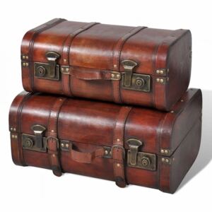 Drewniane kufry vintage, brązowe, 2 szt